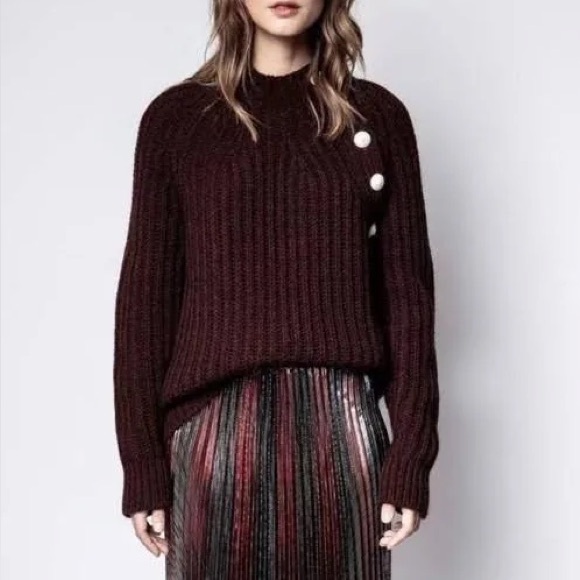 Zadig & Voltaire Sweaters - Zadig & Voltaire Coleen Deep Burgundy Sweater XS Quiet Luxury Whimsigoth